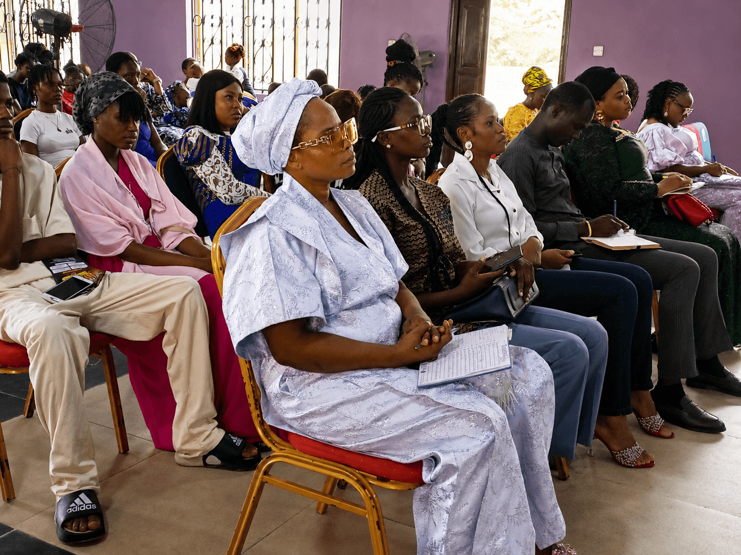 Congregation listening during a service at Influencers International Christian Centre.